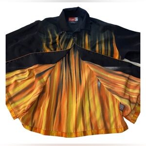 VTG Flame Shirt Men Large Fire Bowling Garage Mechanic Jnco Style Biker Urge Y2K